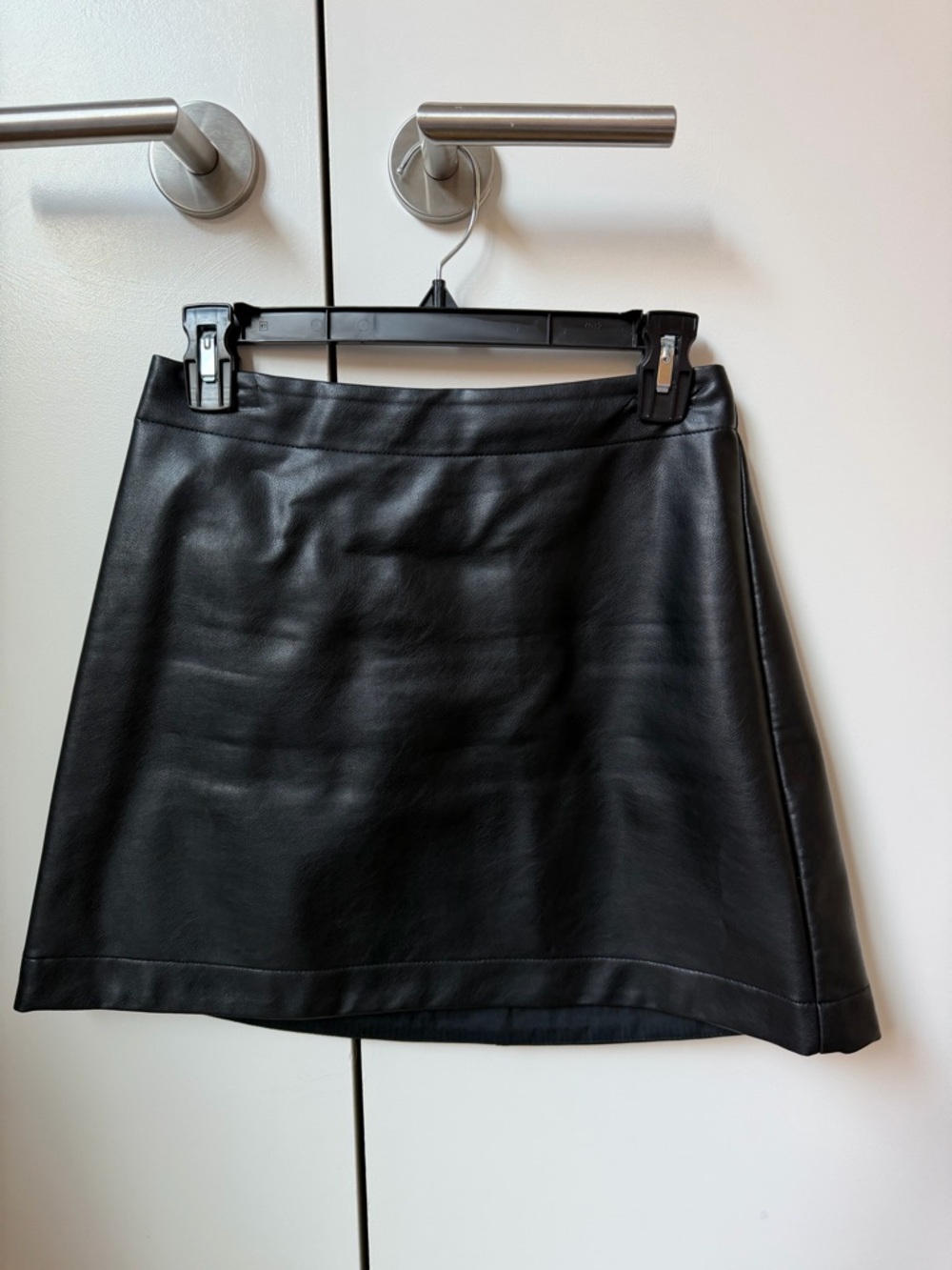 GAP Black Faux Leather A-Line Mini Skirt